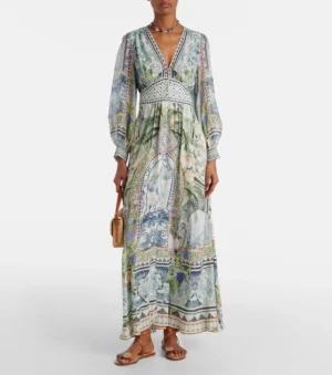 CAMILLA Printed Silk Crepe Maxi Dress