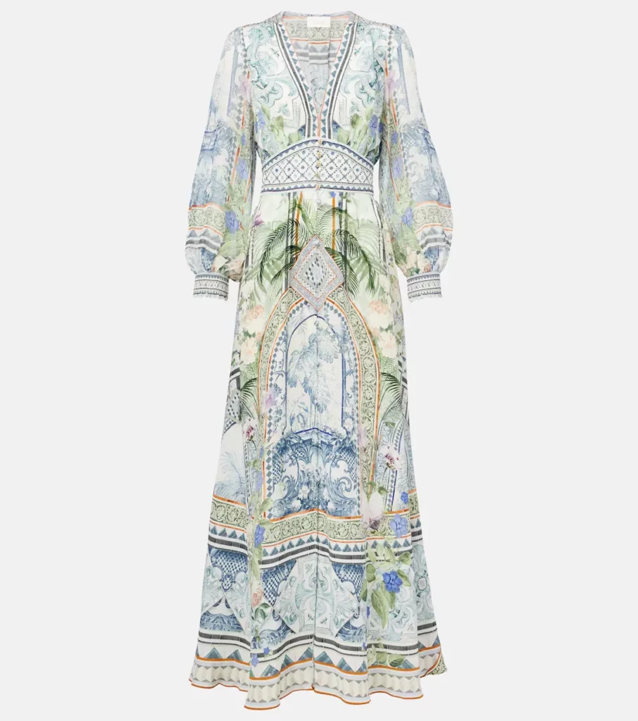 Printed Silk Crepe Maxi Dress Full Size Image 2
