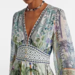 Printed Silk Crepe Maxi Dress Thumbnail 4
