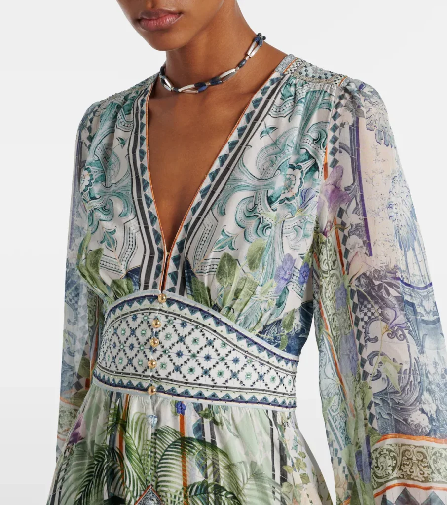 Printed Silk Crepe Maxi Dress Full Size Image 4