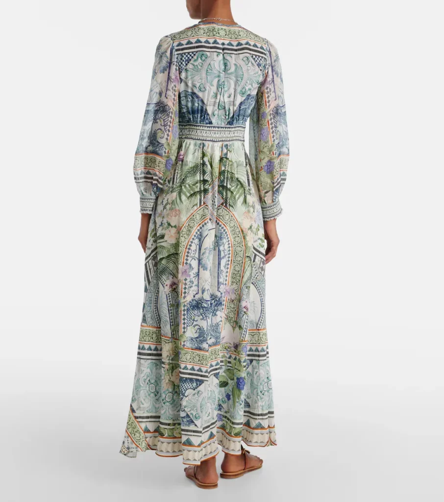 Printed Silk Crepe Maxi Dress Full Size Image 5