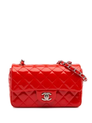 CHANEL PRE-OWNED Mini Rectangular Classic Patent Single Flap Crossbody Bag