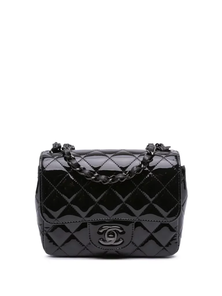 Mini Square Classic Patent So Black Single Flap Crossbody Bag Full Size Image 1