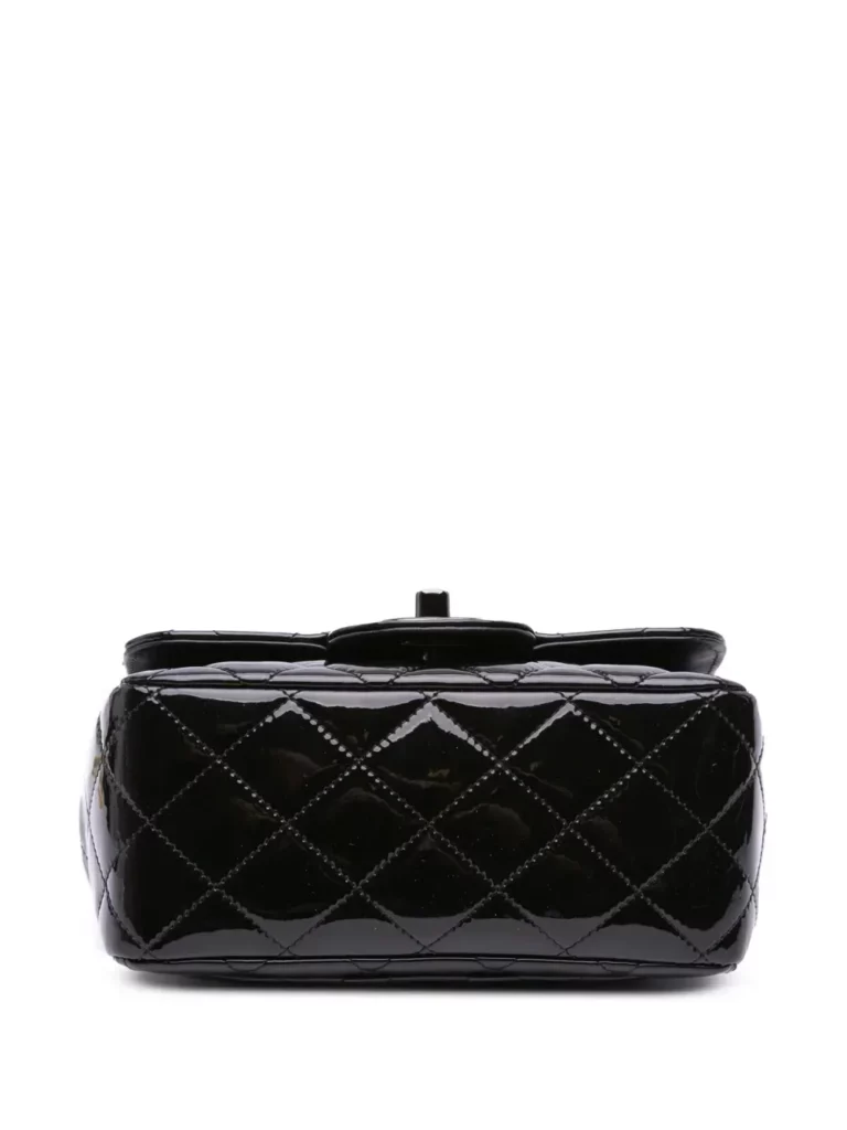 Mini Square Classic Patent So Black Single Flap Crossbody Bag Full Size Image 5