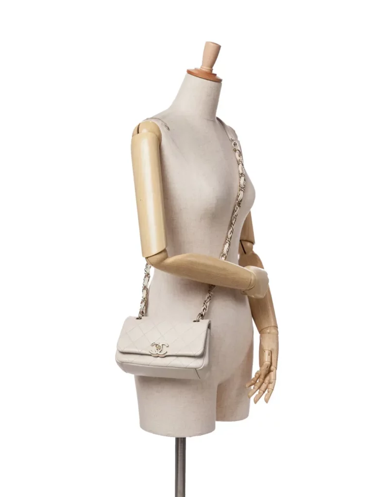 Lambskin Twist Chain Enamel CC Flap Crossbody Bag Full Size Image 3