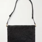 The Summer Banana Leather-trimmed Raffia Shoulder Bag Thumbnail 1