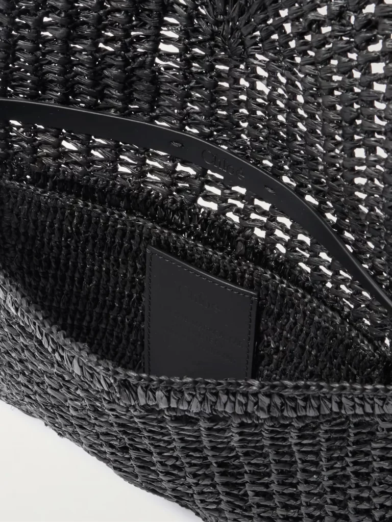 The Summer Banana Leather-trimmed Raffia Shoulder Bag Full Size Image 2