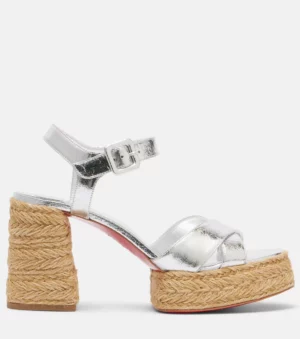 CHRISTIAN LOUBOUTIN Calakala 85 Metallic Leather Espadrille Sandals