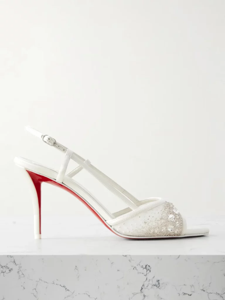 Miss Z 80 Embellished Mesh and Leather Slingback Sandals Full Size Image 1
