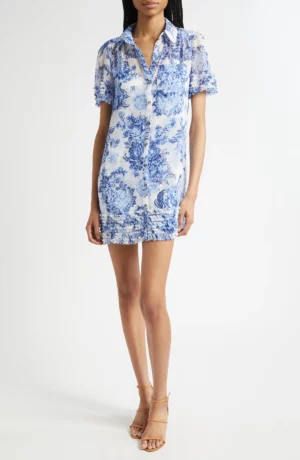 CINQ À SEPT Print Ruffle Minidress