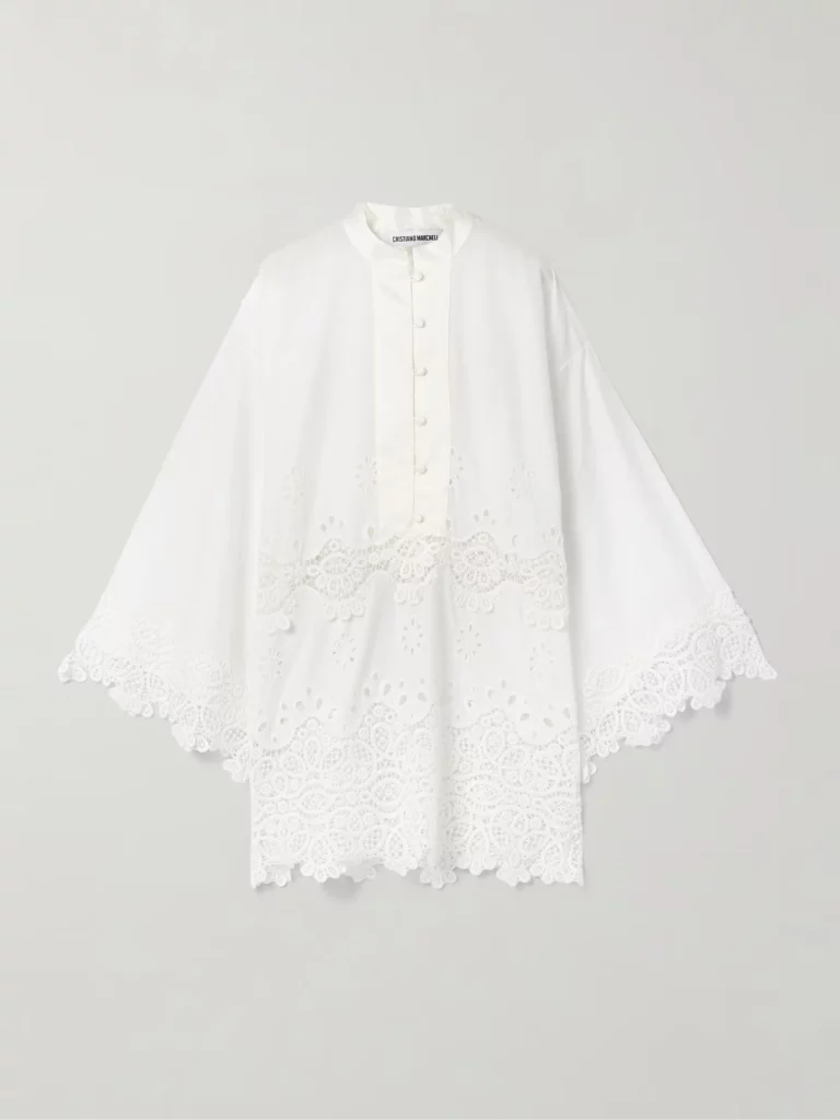 Maria Silk-trimmed Guipure Lace and Cotton Kaftan Full Size Image 3