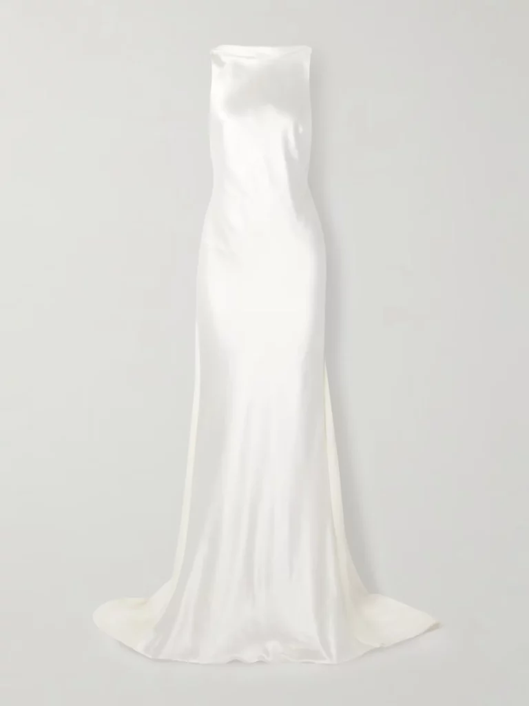 Arlo Open-back Silk Chiffon-trimmed Satin Gown Full Size Image 4