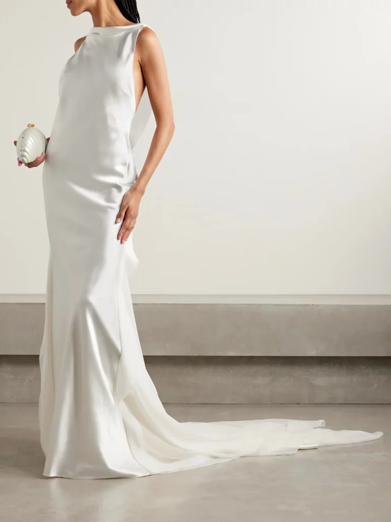 Arlo Open-back Silk Chiffon-trimmed Satin Gown Full Size Image 1