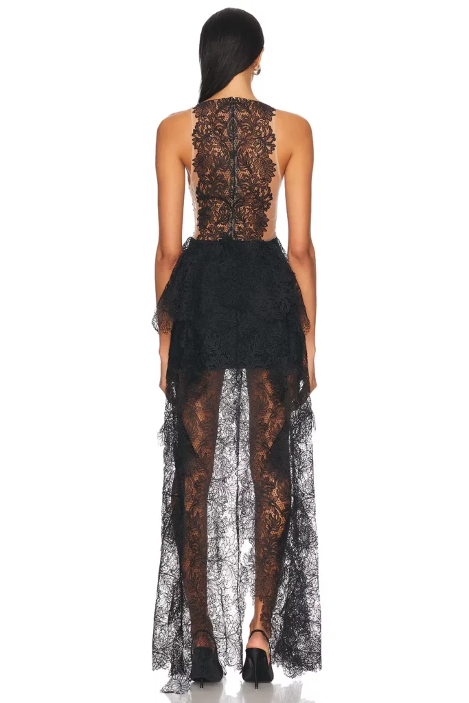 Open Slide Lace Ruffle Gown Full Size Image 3