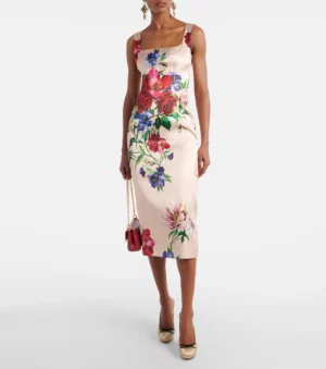 DOLCE&GABBANA Floral Satin Midi Dress