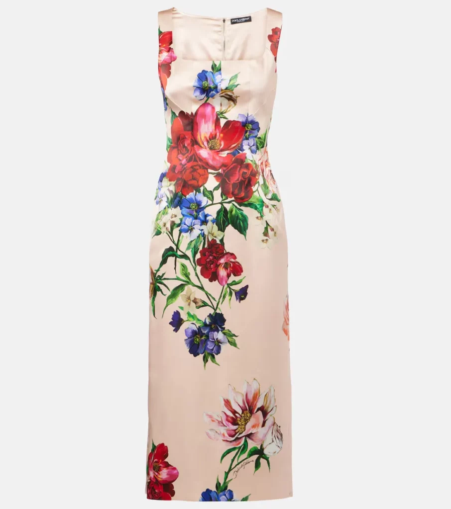 Floral Satin Midi Dress Full Size Image 3