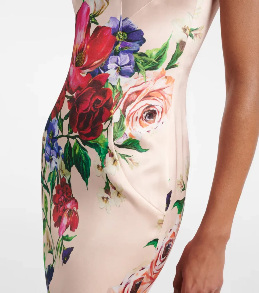 Floral Satin Midi Dress Full Size Image 2