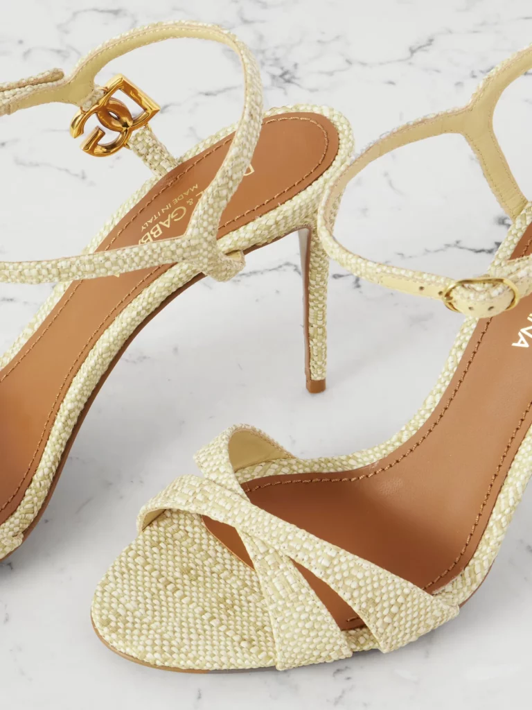 Logo-embellished Raffia Sandals Full Size Image 4