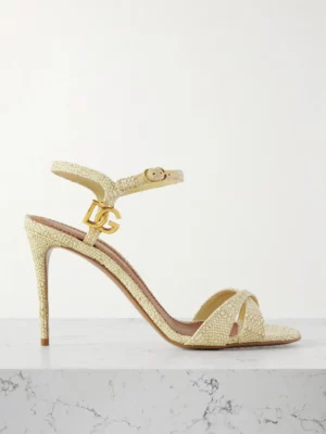 DOLCE & GABBANA Logo-embellished Raffia Sandals