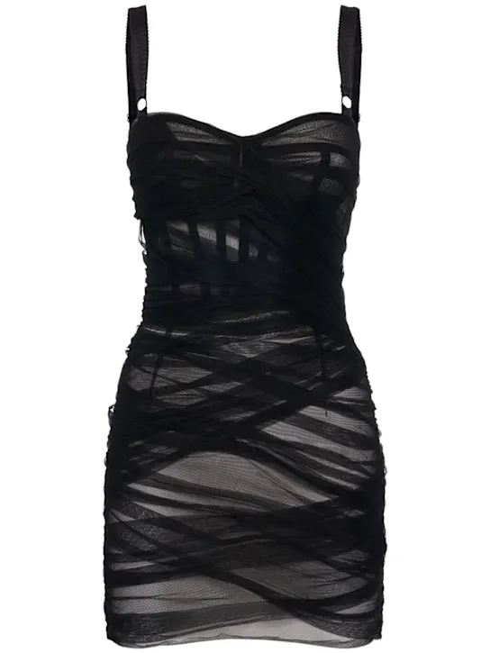 Stretch Tulle Mini Dress Full Size Image 5