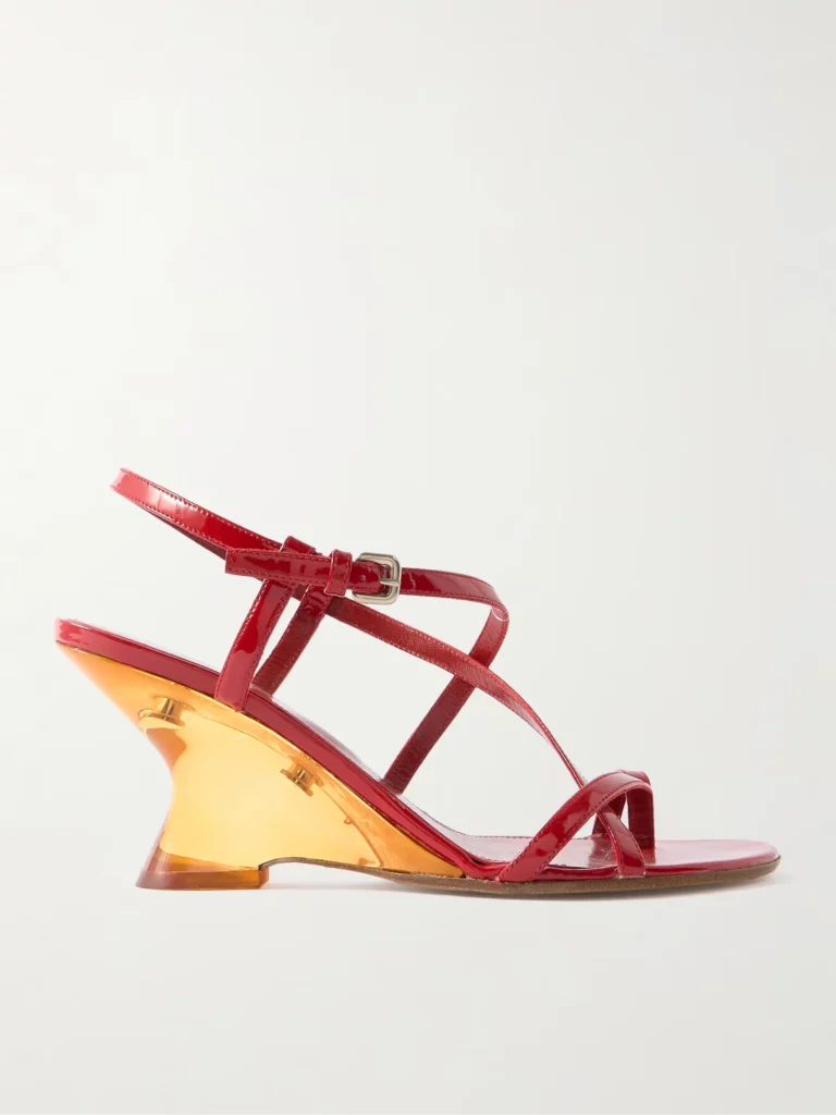 Patent-leather Wedge Sandals Full Size Image 1