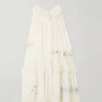 Teek Tiered Ruffled Embroidered Cotton and Voile Midi Dress Thumbnail 2