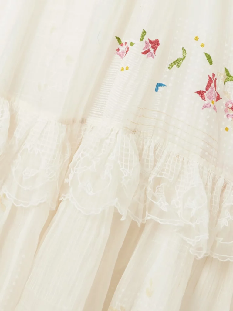 Teek Tiered Ruffled Embroidered Cotton and Voile Midi Dress Full Size Image 3