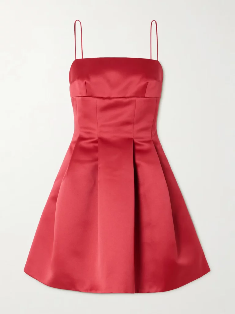 Honor Pleated Duchese-satin Mini Dress Full Size Image 4
