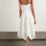 Richelieu Scalloped Gathered Broderie Anglaise Midi Dress Thumbnail 4