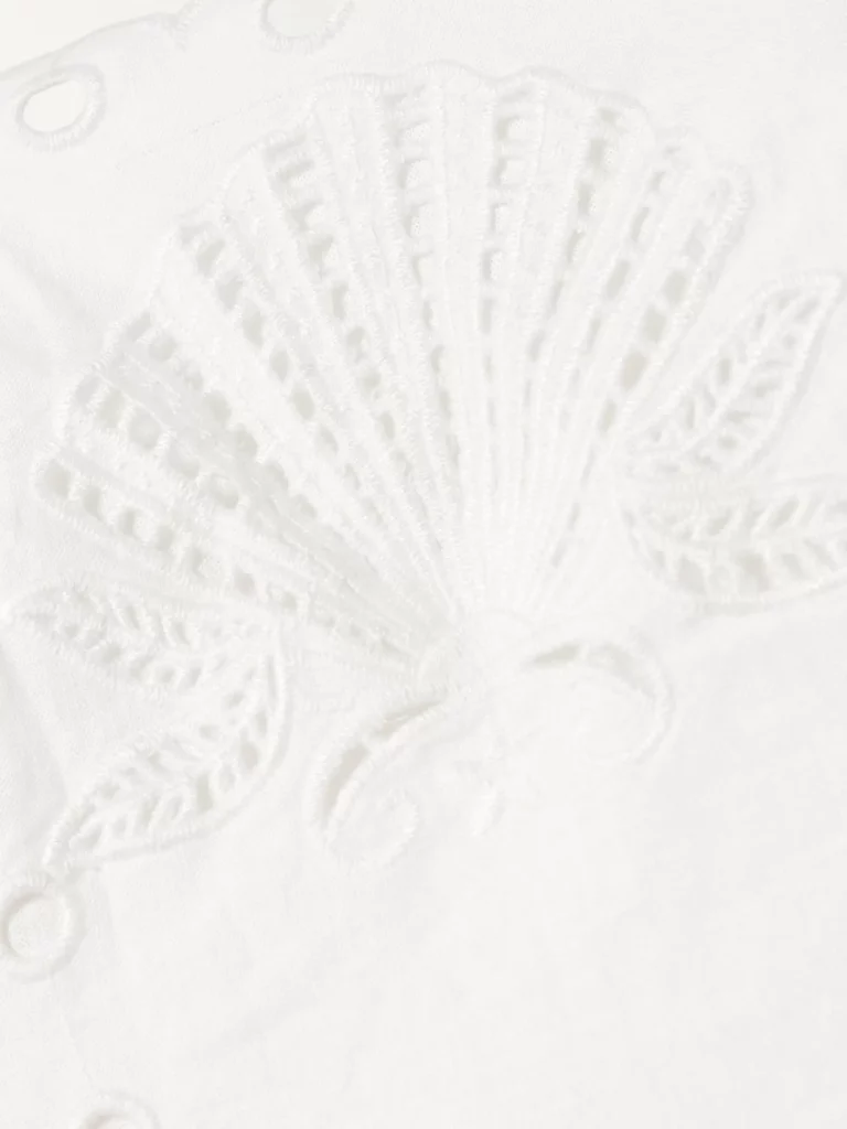 Richelieu Scalloped Gathered Broderie Anglaise Midi Dress Full Size Image 2