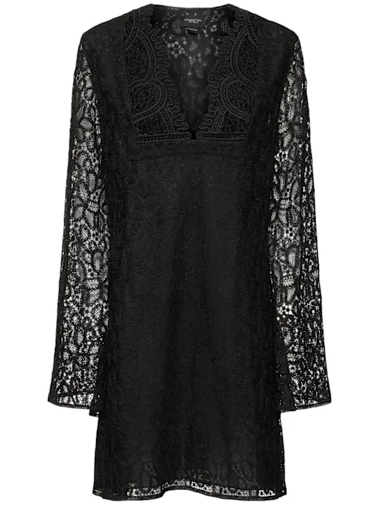 Long-sleeve Lace Mini Dress Full Size Image 4