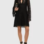 Long-sleeve Lace Mini Dress Thumbnail 1