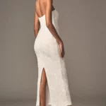 Leslie Strapless Sequin Lace Column Midi Dress Thumbnail 4
