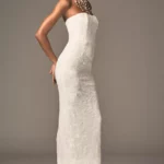 Leslie Strapless Sequin Lace Column Midi Dress Thumbnail 2