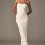 Leslie Strapless Sequin Lace Column Midi Dress Thumbnail 1