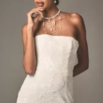 Leslie Strapless Sequin Lace Column Midi Dress Thumbnail 3