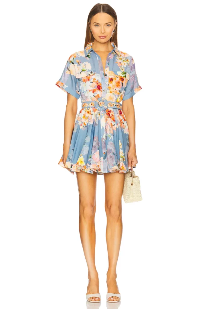 Short Dress with Buckle Belt Full Size Image 1