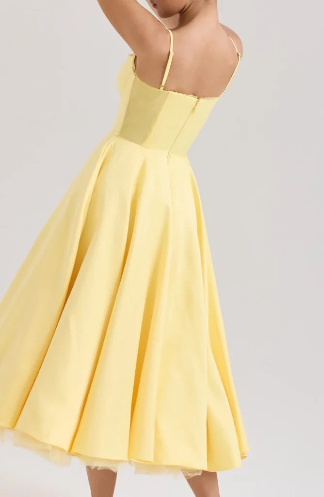 Mademoiselle Bustier Stretch Satin Midi Cocktail Dress Full Size Image 4