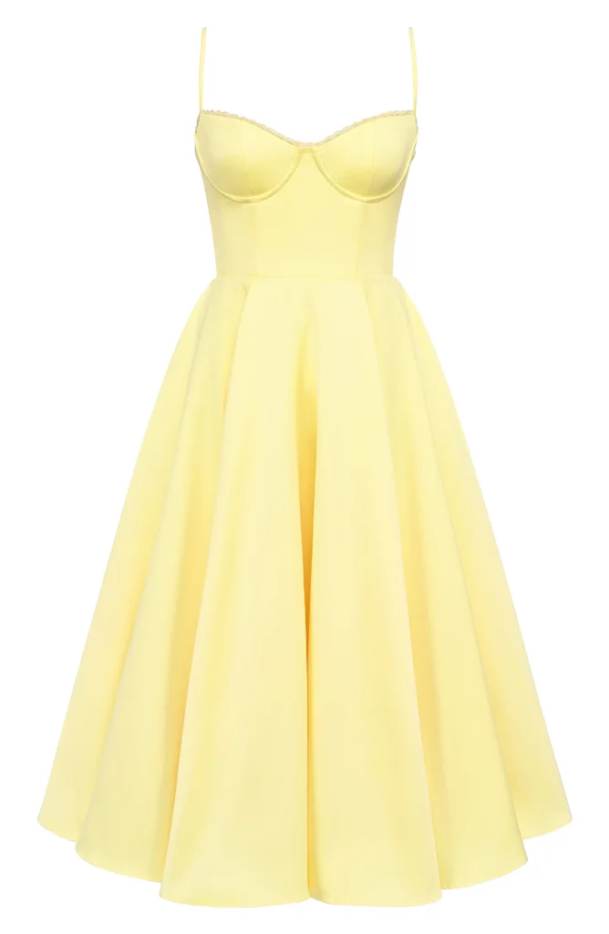 Mademoiselle Bustier Stretch Satin Midi Cocktail Dress Full Size Image 3