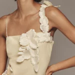 3D Floral Applique Linen Blend Dress Thumbnail 2