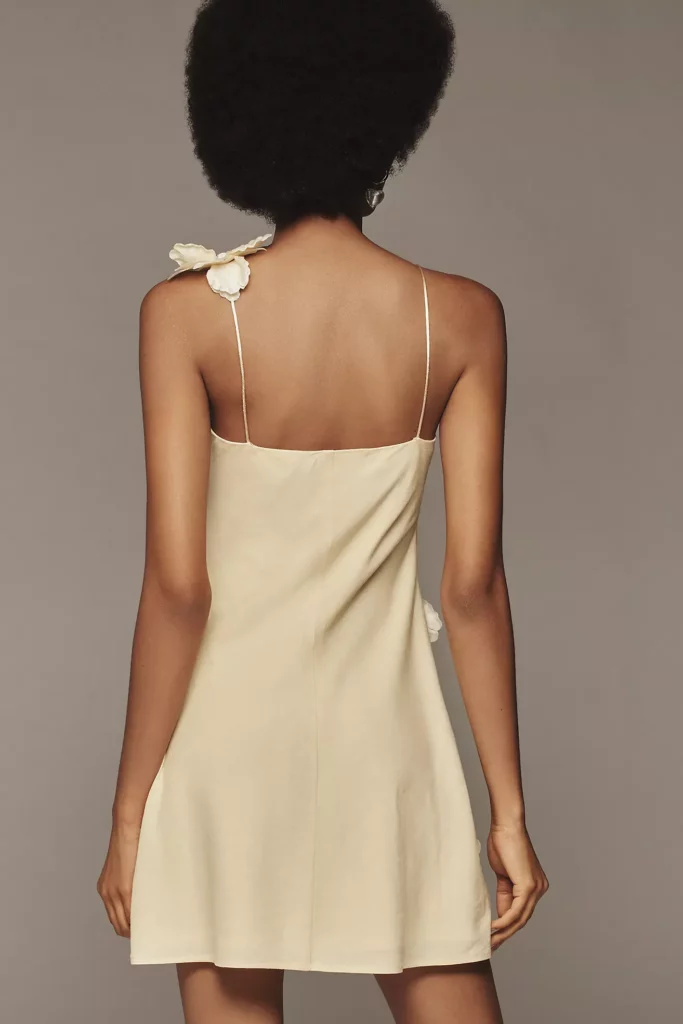 3D Floral Applique Linen Blend Dress Full Size Image 4