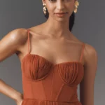 Amara Corset Pleated Tulle Fit & Flare Midi Dress Thumbnail 4