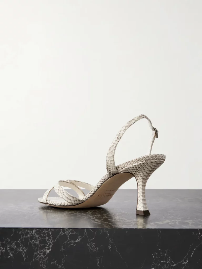 Elsy 70 Snake-effect Leather Slingback Sandals Full Size Image 3