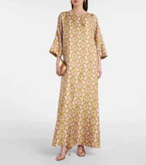 LA DOUBLEJ Muumuu Printed Silk Twill Maxi Dress
