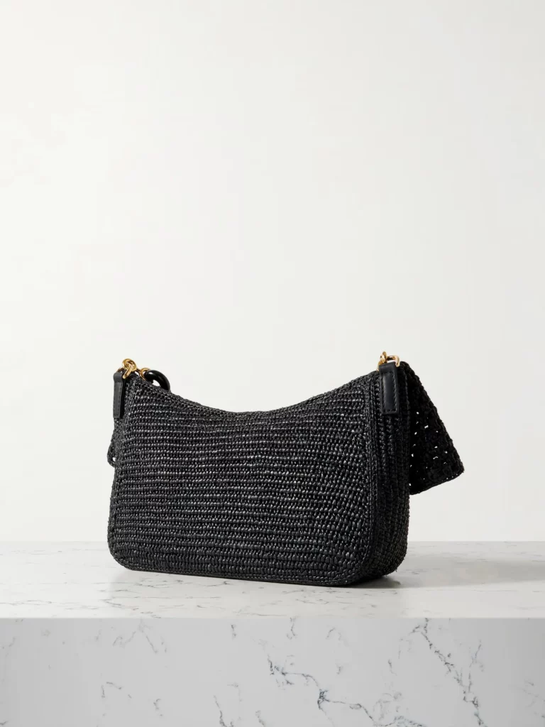 Paula’s Ibiza Ola Embellished Leather-trimmed Raffia Shoulder Bag Full Size Image 3