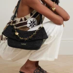Paula’s Ibiza Ola Embellished Leather-trimmed Raffia Shoulder Bag Thumbnail 2