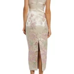 Sleeveless Scoop Neck Floral Detail Brocade Midi Dress Thumbnail 2