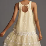 Sleeveless Scoop-neck Daisy Border Crop-waist Mini Dress Thumbnail 3
