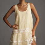Sleeveless Scoop-neck Daisy Border Crop-waist Mini Dress Thumbnail 2