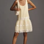 Sleeveless Scoop-neck Daisy Border Crop-waist Mini Dress Thumbnail 1